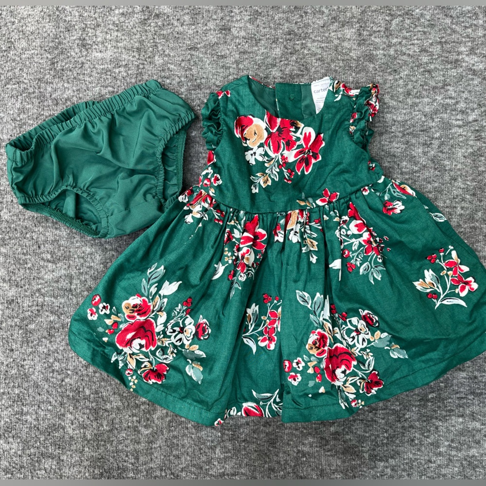 Carter's Green Floral Baby Dress